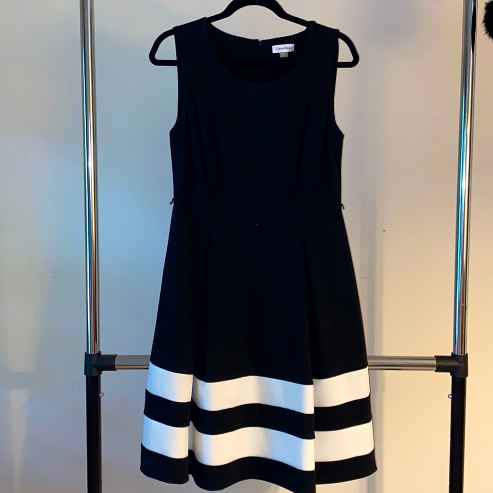 Calvin Klein black and white dress